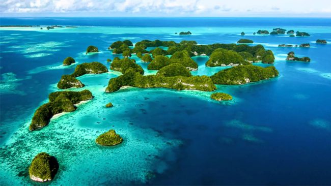 Veduta dall'alto dell'arcipelago della Micronesia