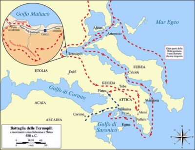 La battaglia alle Termopili e il movimento delle truppe verso Salamina