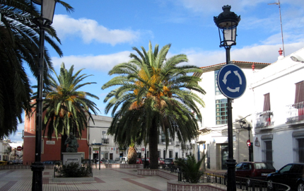 La piazza di Santa Marta de los Barros, campagnola cittadina nella provincia di Badajoz 