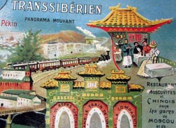 Il fascino esotico della Transiberiana in un manifesto pubblicitario dei primi del Novecento