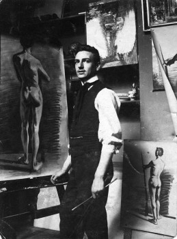 Giannino Castiglioni ritratto durante le esercitazioni di pittura, Accademia di Belle Arti di Milano