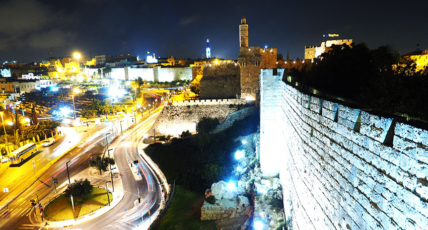 Gerusalemme Panorama-su-mura-Cittadella-di-Davide-e-Torre-di-Davide
