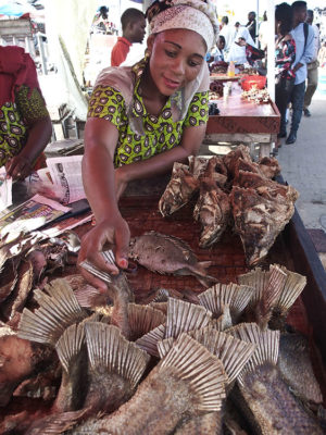 Dar Es Salaam, donna vende il suo pesce affumicato (ph: © D. Penati – Mondointasca.it)