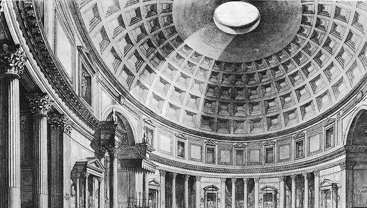 Gran virtual tour Veduta interna del Pantheon - opera di Francesco Piranesi (Istituto Centrale per la Grafica, Roma)