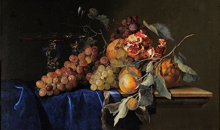 Uffizi da mangiare Willelm Van Aelst, Natura morta con frutta