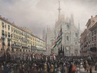 Carlo Bossoli ''Commemorazione dei caduti delle Cinque Giornate di Milano'', tempera su carta riportata su tela