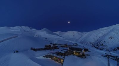 Tramonto tra le nevi ski area Livigno