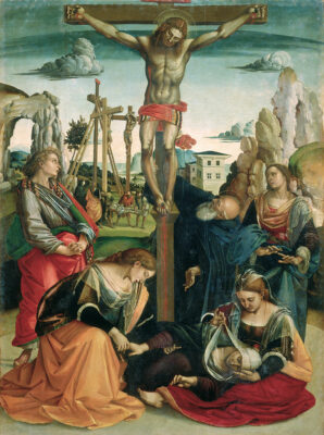 Crocifissione con Santi; Sant’Eligio e Sant’Antonio Abate e quattro membri di una confraternita 1505-1507