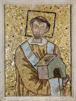 Bizantini Tprino Pannello musivo con ritratto di papa Giovanni VII