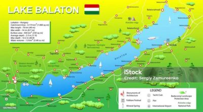 Cartina del Lago Balatom in Ungheria 