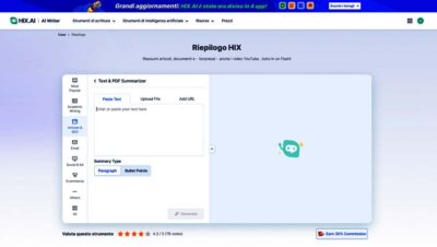 generatore di riepilogo HIX.AI schermata