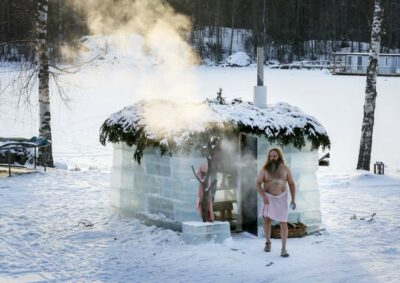 finlandia regione dei laghi Sahanlahti sauna di ghiaccio