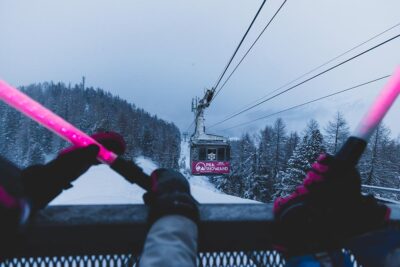 Funivia I light Pila Valle d'Aosta fiaccolata sulla neve