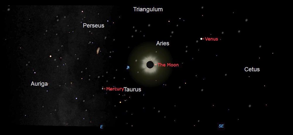 Egitto Piramidi simulazione eclissi solare del 1 aprile 2471 a C vista dal delta del Nilo