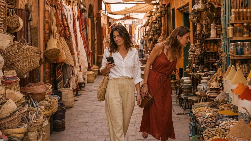 Donne nei souk della medina di Marrakech