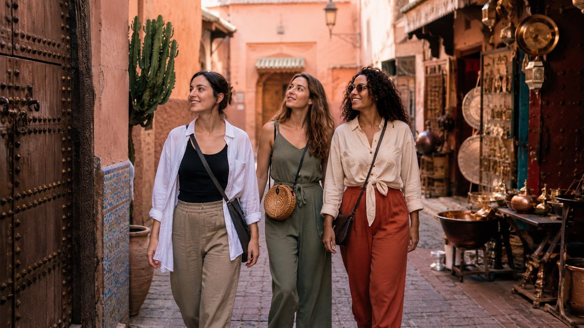 Donne in viaggio a Marrakech nella medina