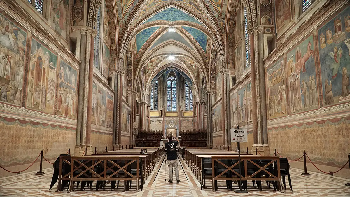 Preserving-Assisi Chiesa Superiore, Campagna di digitalizzazione (Ph. Haltadefinizione) Preserving Assisi, gigapixel Basilica San Francesco Assisi, digital
