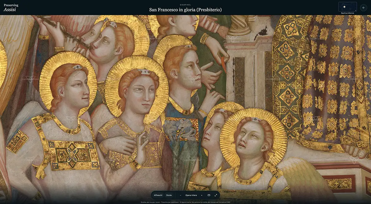 Preserving Assisi - San Francesco in gloria, Bottega di Giotto. Dettaglio (Courtesy of Haltadefinizione) Preserving Assisi, gigapixel Basilica San Francesco Assisi, digital
