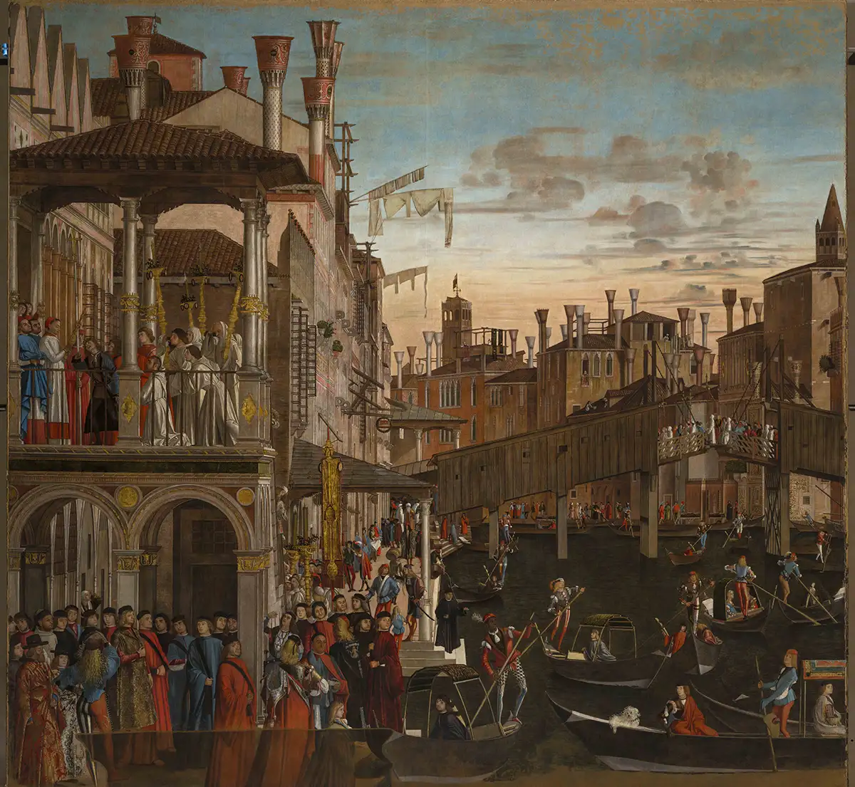 Vittore Carpaccio, Miracolo della reliquia della Croce al ponte di Rialto (dopo il restauro) Venezia, Ciclo dei Miracoli della Vera Croce, Gallerie dell'Accademia,