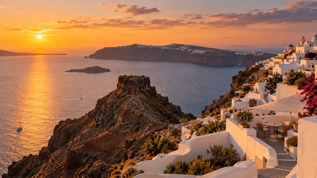 Tramonti a Santorini: i posti più belli dove vedere il sole scendere sul mare 3 Imerovigli e Skaros Rock con vista sulla caldera di Santorini